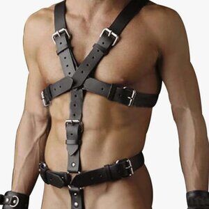 PU Leather Harness for Men – Adjustable Buckle Body Chest Garter Belt